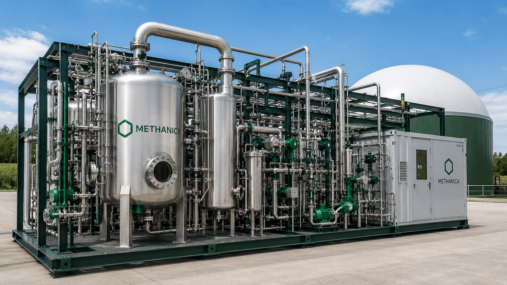 Methanica outdoor pilot plant facility and containerized reactor units